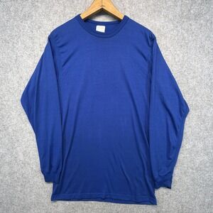 Vintage USA Made Duofold Long Sleeve COOLMAX T-Shirt Mens M Blue Crew Neck